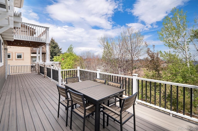 2749 Pemberly Ave, Highlands Ranch, CO 80126 - wooden deck featuring outdoor dining space