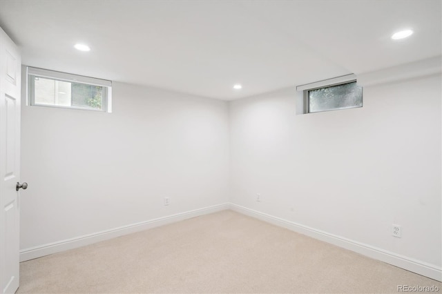2989 S Corona St, Englewood, CO 80113 - basement featuring recessed lighting, light carpet, and baseboards