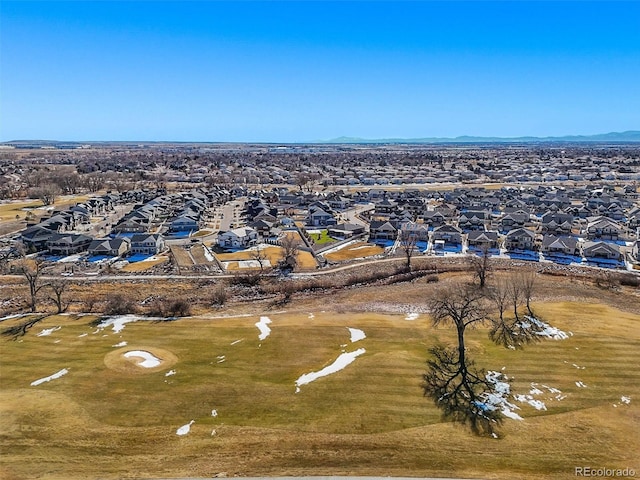 birds eye view of property with a residential view