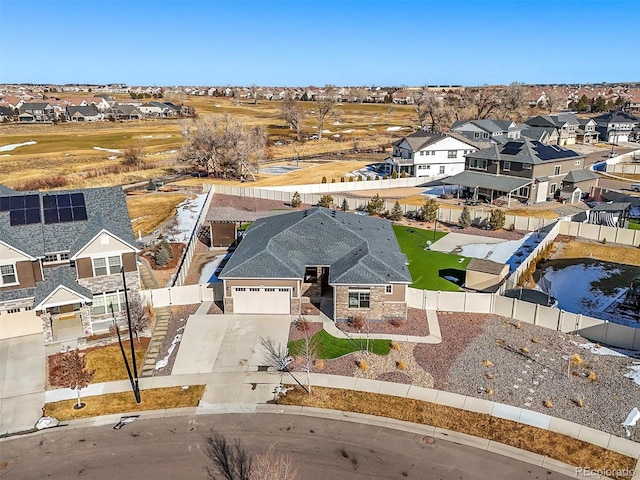 bird's eye view with a residential view