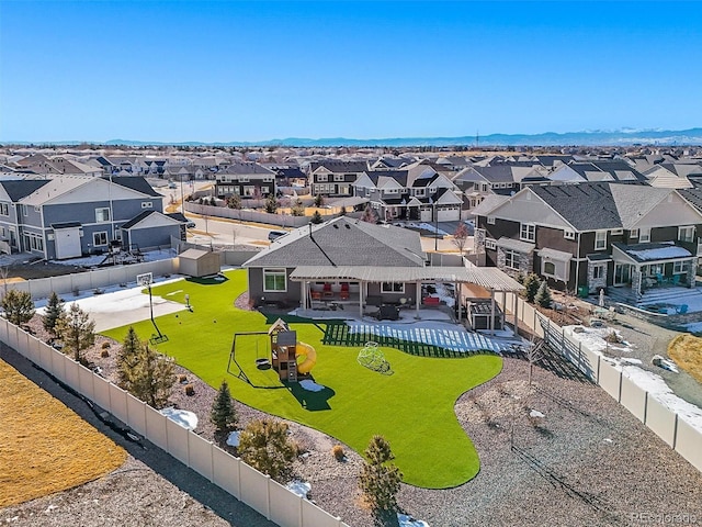 drone / aerial view featuring a residential view