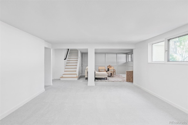 10953 E Crestline Ave, Englewood, CO 80111 - below grade area with carpet floors and stairway