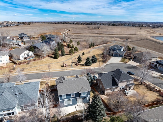 birds eye view of property with a residential view