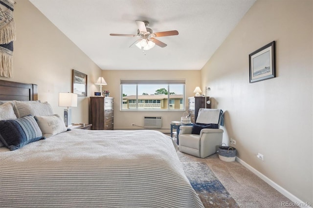 9625 E Center Ave Unit 5D, Denver, CO 80247 - carpeted bedroom with a wall mounted AC, baseboards, and a ceiling fan