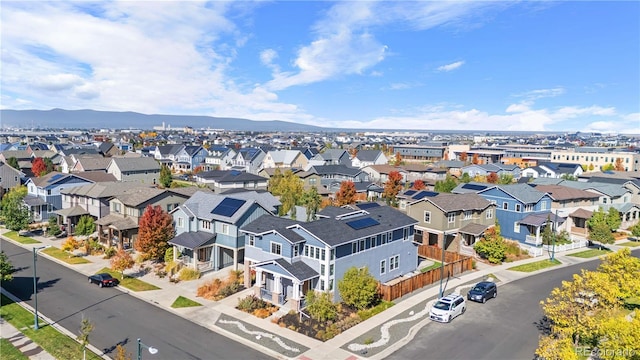 bird's eye view with a mountain view