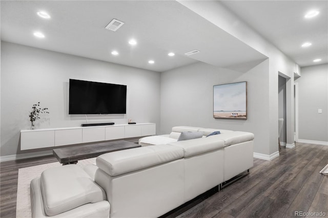 living room featuring dark hardwood / wood-style flooring