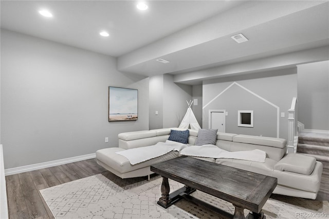 living room featuring hardwood / wood-style floors