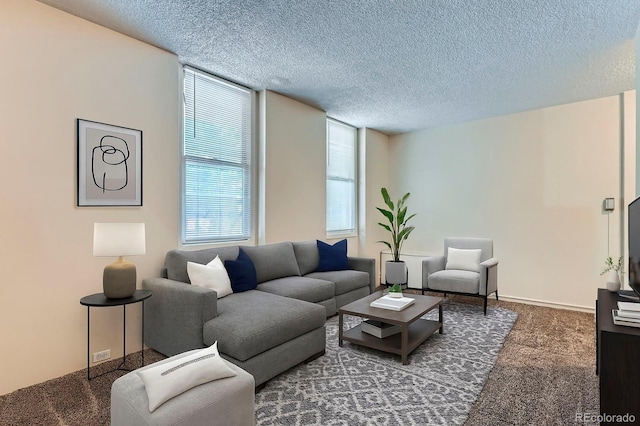 2225 Buchtel Blvd Unit 105, Denver, CO 80210 - carpeted living area featuring a textured ceiling