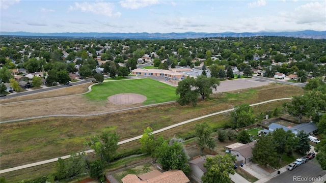 drone / aerial view with a mountain view