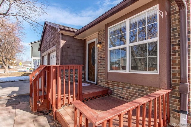 deck with a garage