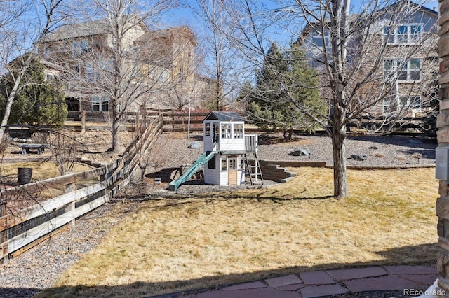 view of yard featuring a playground