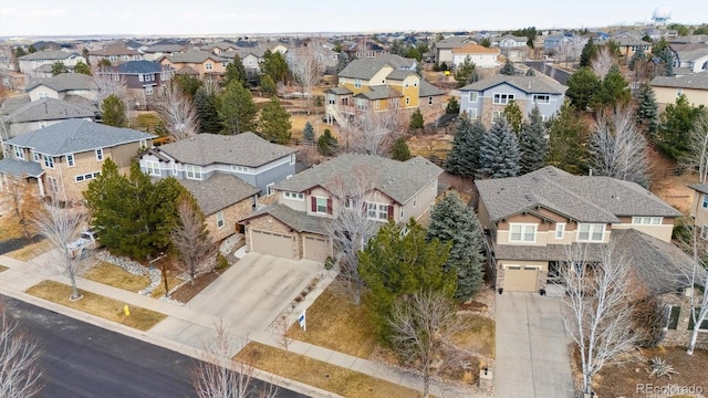 bird's eye view with a residential view