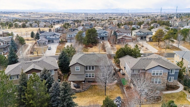 bird's eye view with a residential view