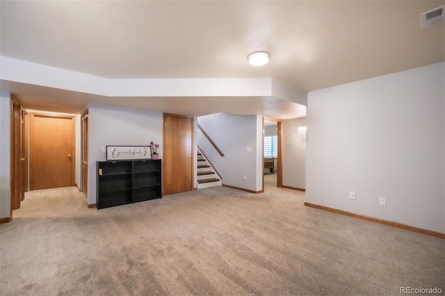 4197 Purple Plum Way, Colorado Springs, CO 80920 - basement with carpet flooring, baseboards, and stairs