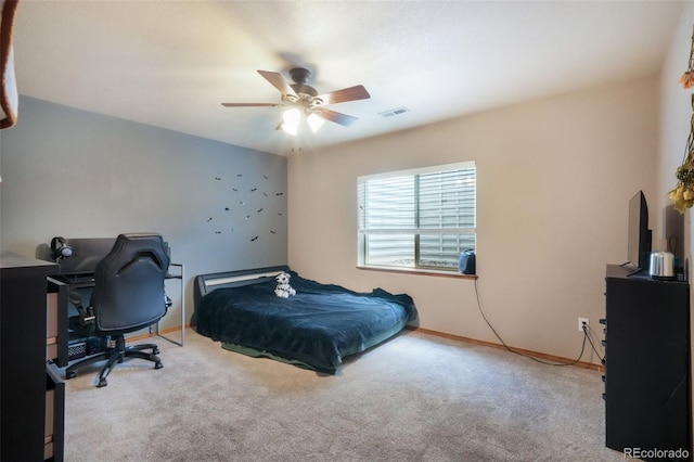 4197 Purple Plum Way, Colorado Springs, CO 80920 - carpeted bedroom featuring ceiling fan, baseboards, and a desk