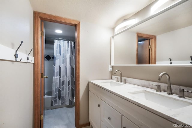 4197 Purple Plum Way, Colorado Springs, CO 80920 - full bath with double vanity and shower / bath combo with shower curtain