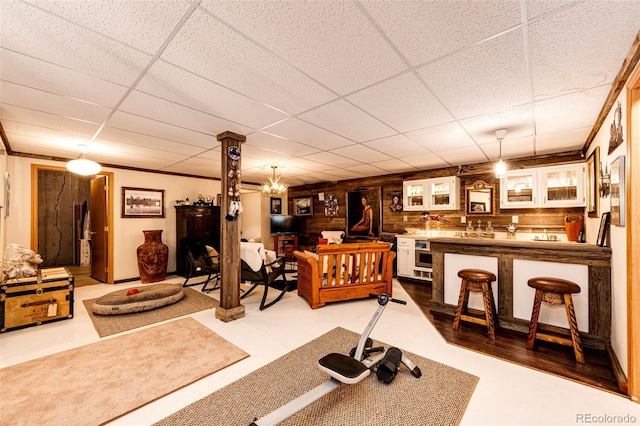 652 Dakota St, Kiowa, CO 80117 - workout area with ornamental molding and a drop ceiling