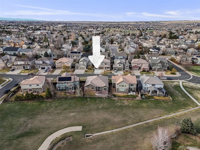 aerial view featuring a residential view