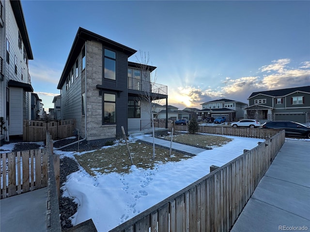 contemporary house featuring a balcony