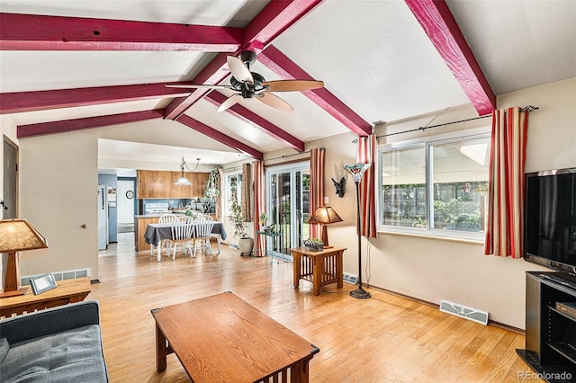 7622 E Nassau Ave, Denver, CO 80237 - living area with plenty of natural light, ceiling fan, and light wood finished floors