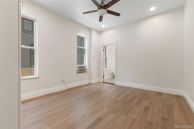 459 N Clarkson St, Denver, CO 80218 - empty room featuring ceiling fan, light wood finished floors, and recessed lighting
