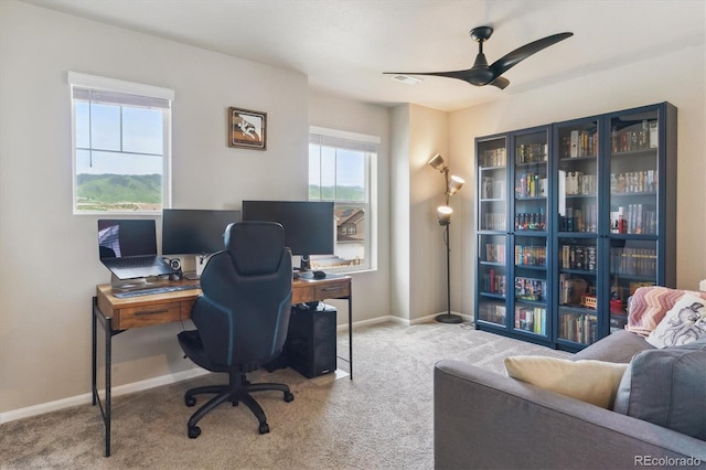 9807 Rosalee Peak St, Littleton, CO 80125 - office space featuring carpet, a ceiling fan, and baseboards