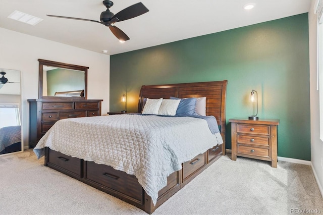 9807 Rosalee Peak St, Littleton, CO 80125 - bedroom featuring light carpet, baseboards, and ceiling fan