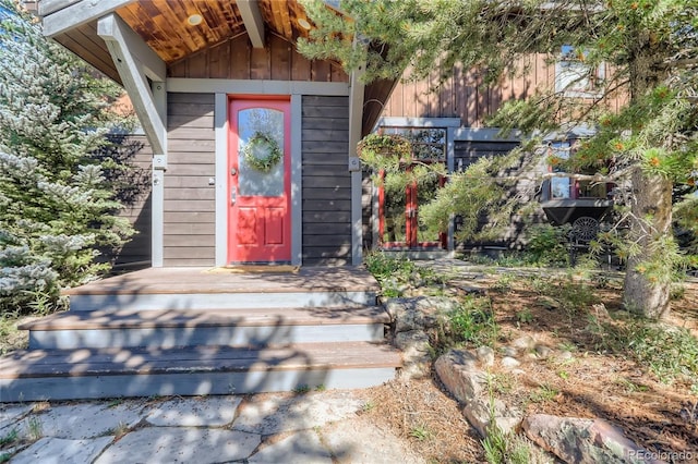 77 B Rd, Silverthorne, CO 80498 - doorway to property with board and batten siding