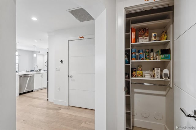 storage area featuring visible vents and a sink