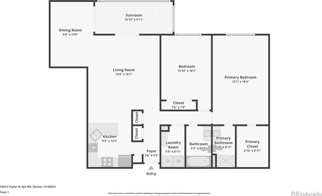 3465 S Poplar St Unit 305, Denver, CO 80224 - room layout