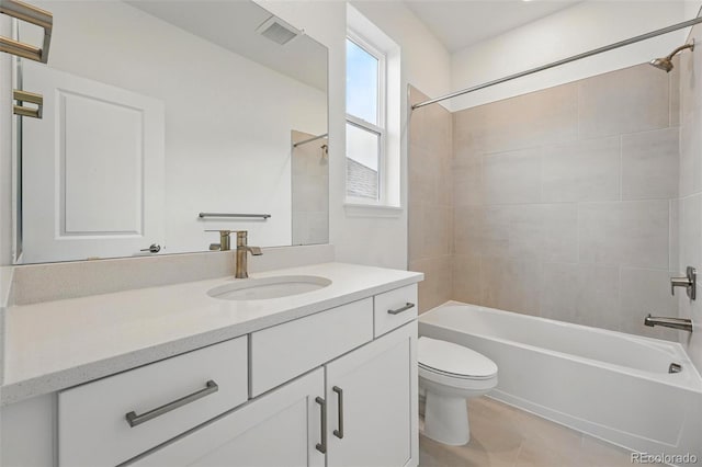16537 Black Rose Cir, Parker, CO 80134 - full bathroom featuring visible vents, toilet, vanity, and shower / washtub combination