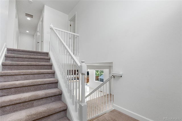 6387 Agave Ave, Castle Rock, CO 80108 - stairs with carpet, a towering ceiling, and recessed lighting