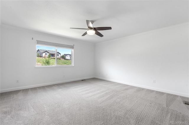 6387 Agave Ave, Castle Rock, CO 80108 - empty room featuring ornamental molding, a ceiling fan, and carpet