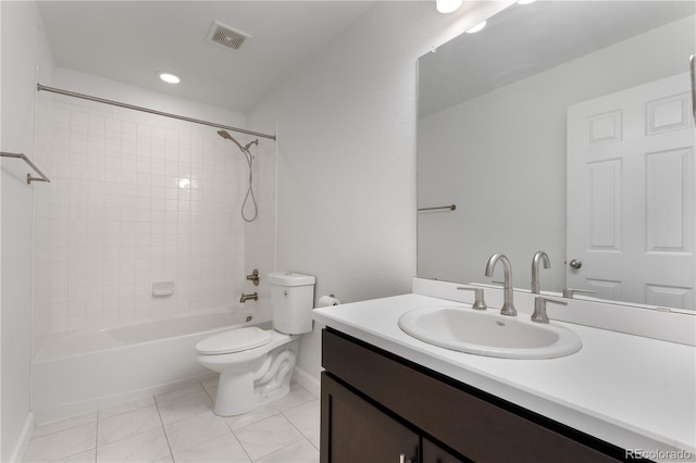 6387 Agave Ave, Castle Rock, CO 80108 - bathroom with vanity, shower / tub combination, and recessed lighting