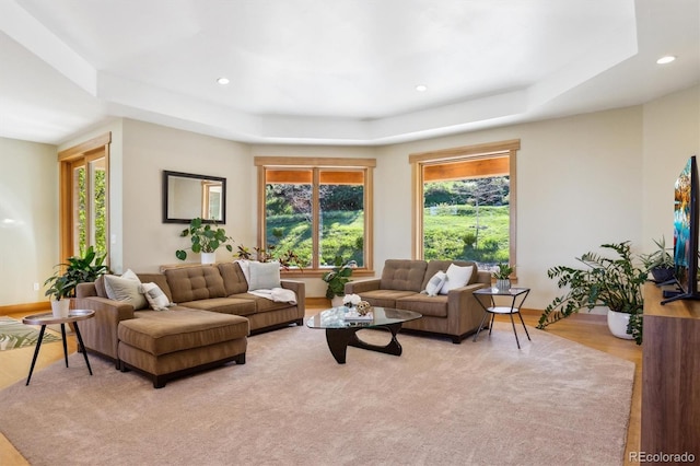 4305 Easley Rd, Golden, CO 80403 - living area with recessed lighting, a raised ceiling, and a wealth of natural light