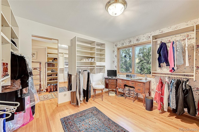 walk in closet featuring wood finished floors