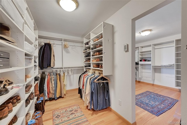 spacious closet with wood finished floors