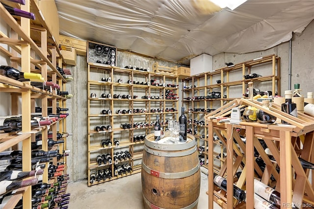 wine room with concrete floors