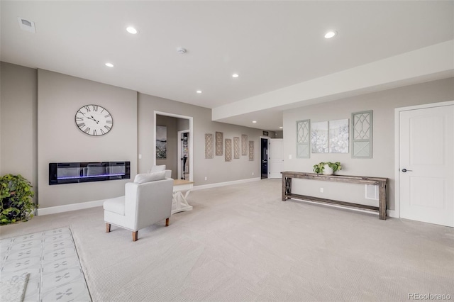 8750 Red Primrose St, Franktown, CO 80116 - living room featuring recessed lighting, baseboards, and light colored carpet
