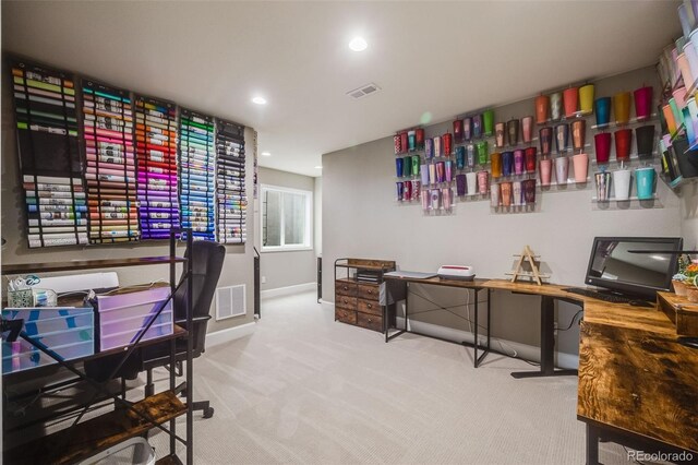 8750 Red Primrose St, Franktown, CO 80116 - carpeted office with baseboards, recessed lighting, and visible vents