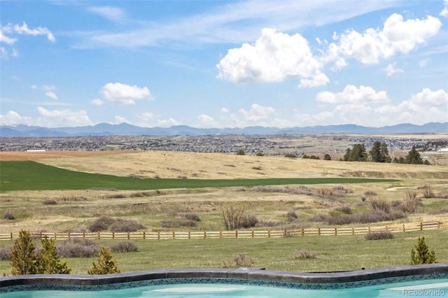8750 Red Primrose St, Franktown, CO 80116 - pool with a yard, a rural view, fence, and a mountain view
