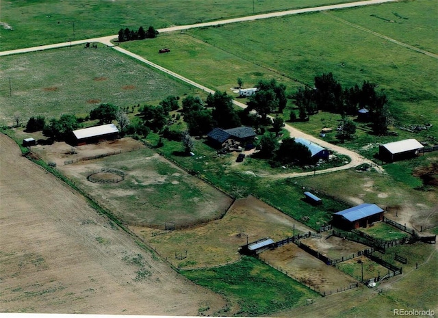 drone / aerial view with a rural view
