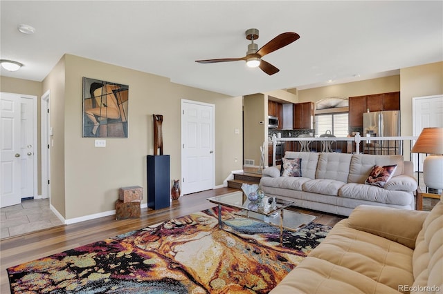 18153 E Amherst Dr, Aurora, CO 80013 - living room with a ceiling fan and wood finished floors