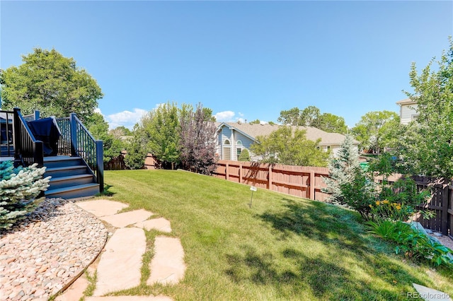 18153 E Amherst Dr, Aurora, CO 80013 - fenced backyard featuring a deck