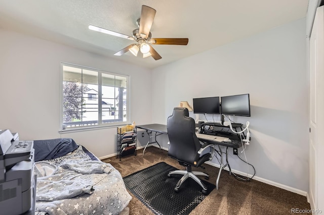 5770 Waverley Ave, Firestone, CO 80504 - carpeted office with a ceiling fan and baseboards