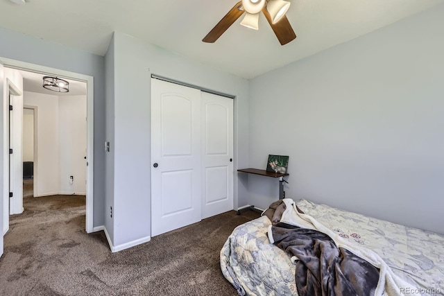 5770 Waverley Ave, Firestone, CO 80504 - bedroom with carpet floors, a closet, and ceiling fan
