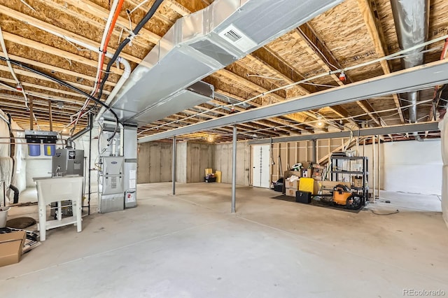 5770 Waverley Ave, Firestone, CO 80504 - unfinished basement with heating unit and a sink
