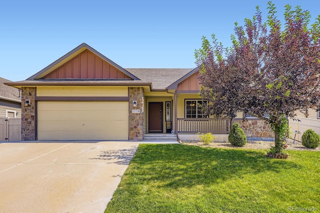 5770 Waverley Ave, Firestone, CO 80504 - craftsman inspired home with board and batten siding, stone siding, driveway, and a garage