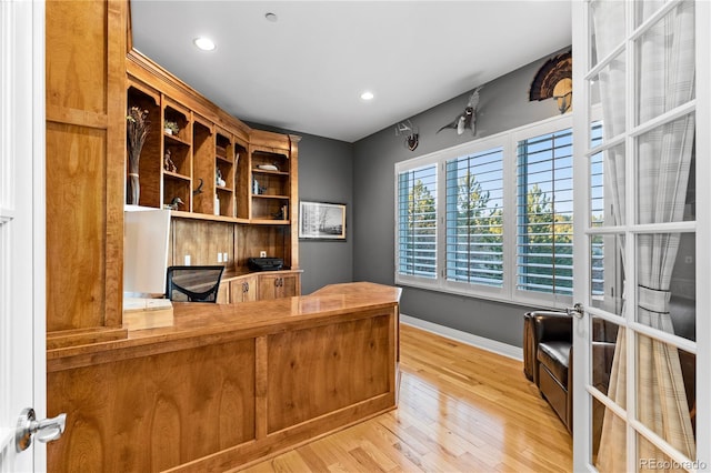 office area featuring light wood-type flooring