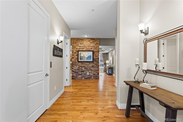 hallway with light wood-type flooring